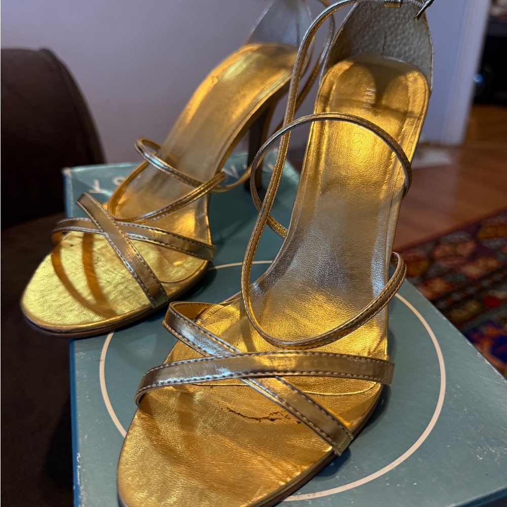 Nine West Gold Strappy Heels